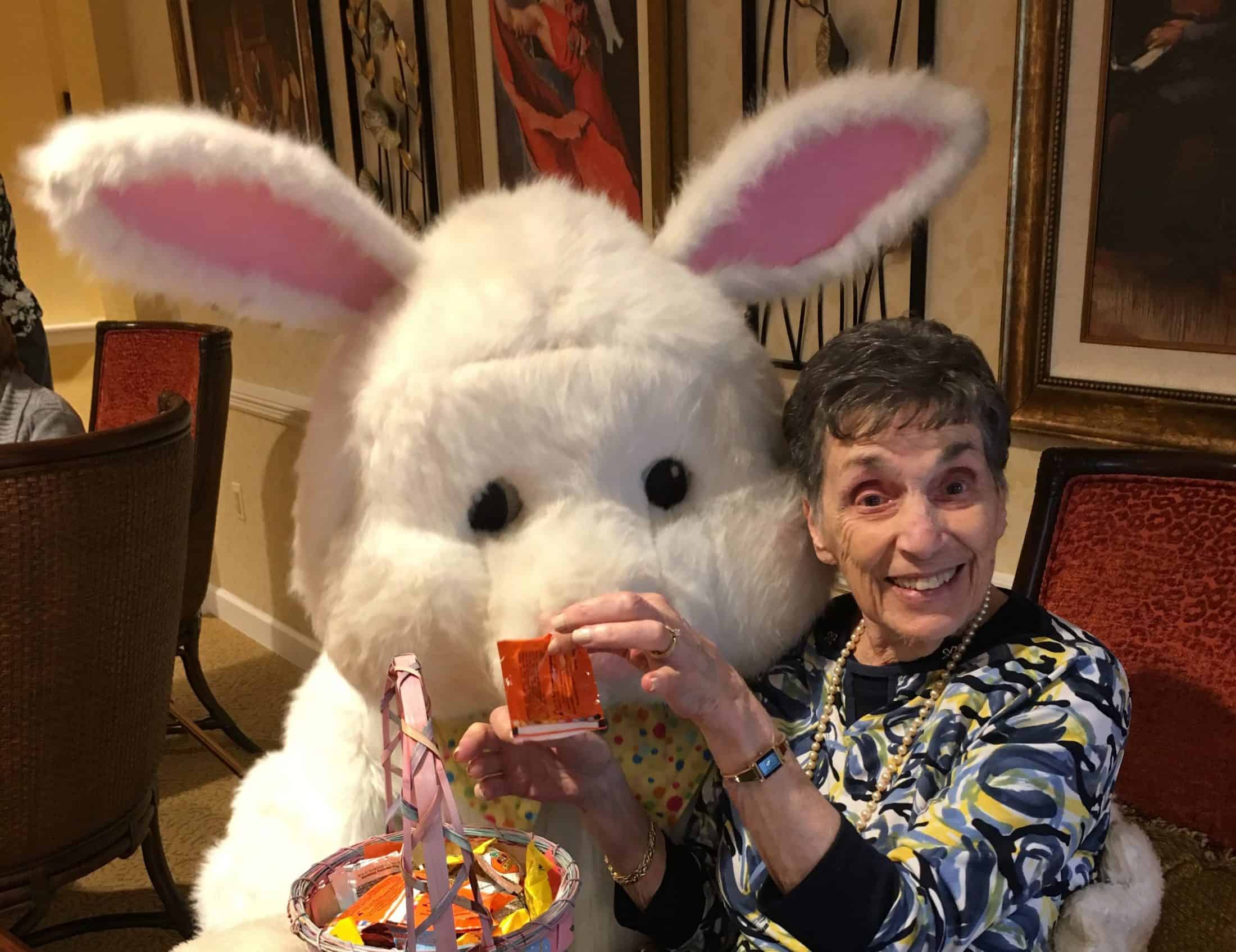 Easter Bunny with Kensington Falls Church Assisted Living Resident