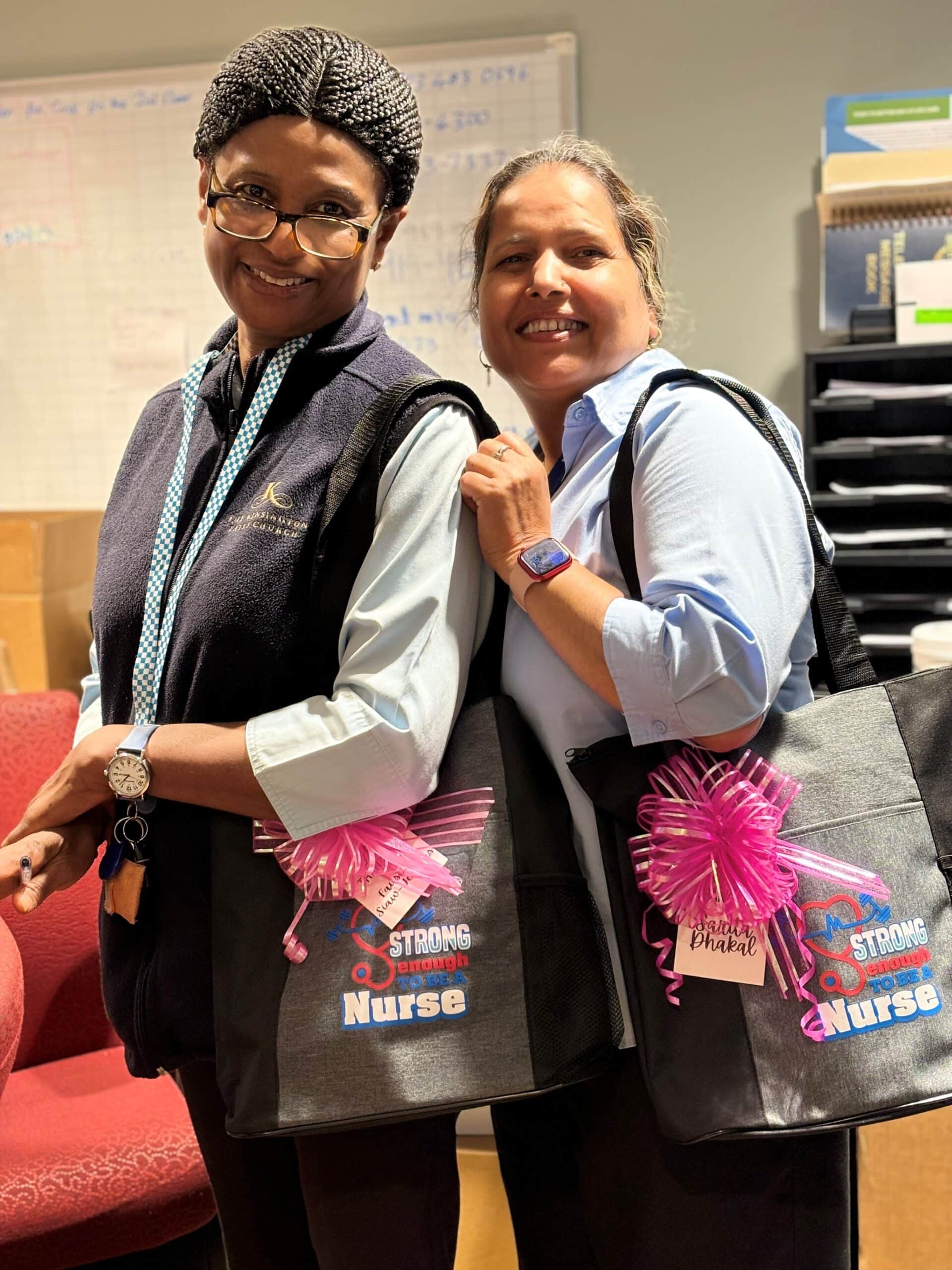 nurse team with gift bags