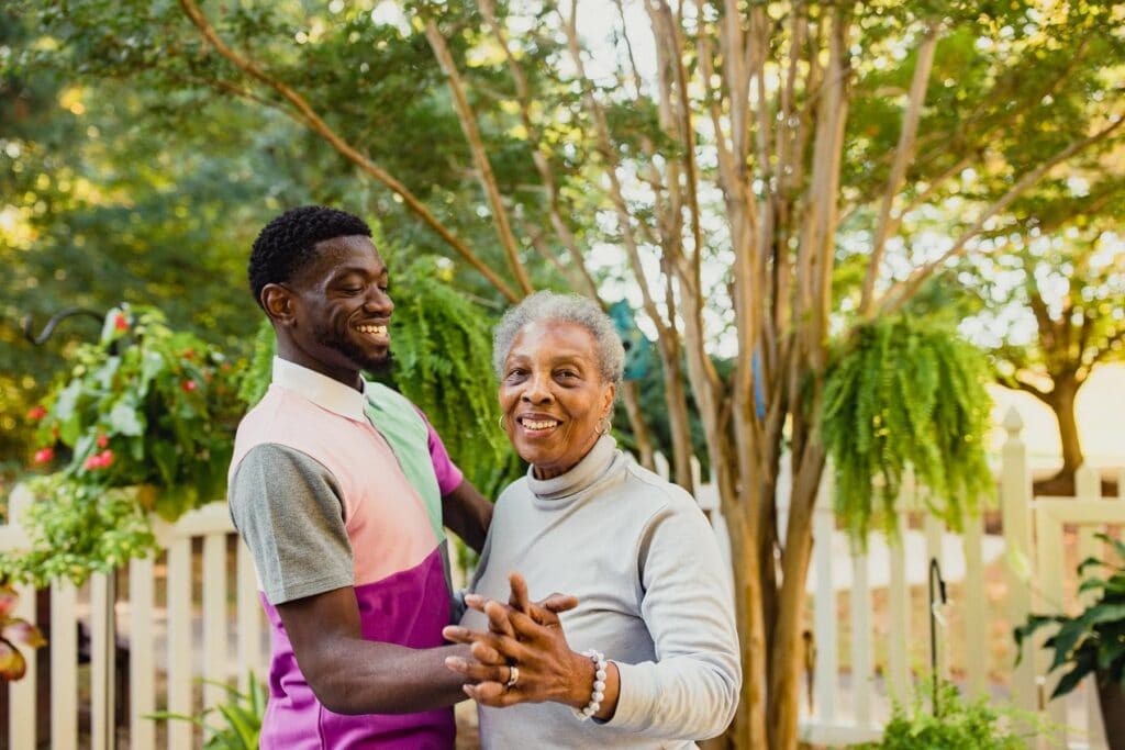 Grandson and grandma discussing Local Resources for Caregivers in Falls Church and Arlington, VA