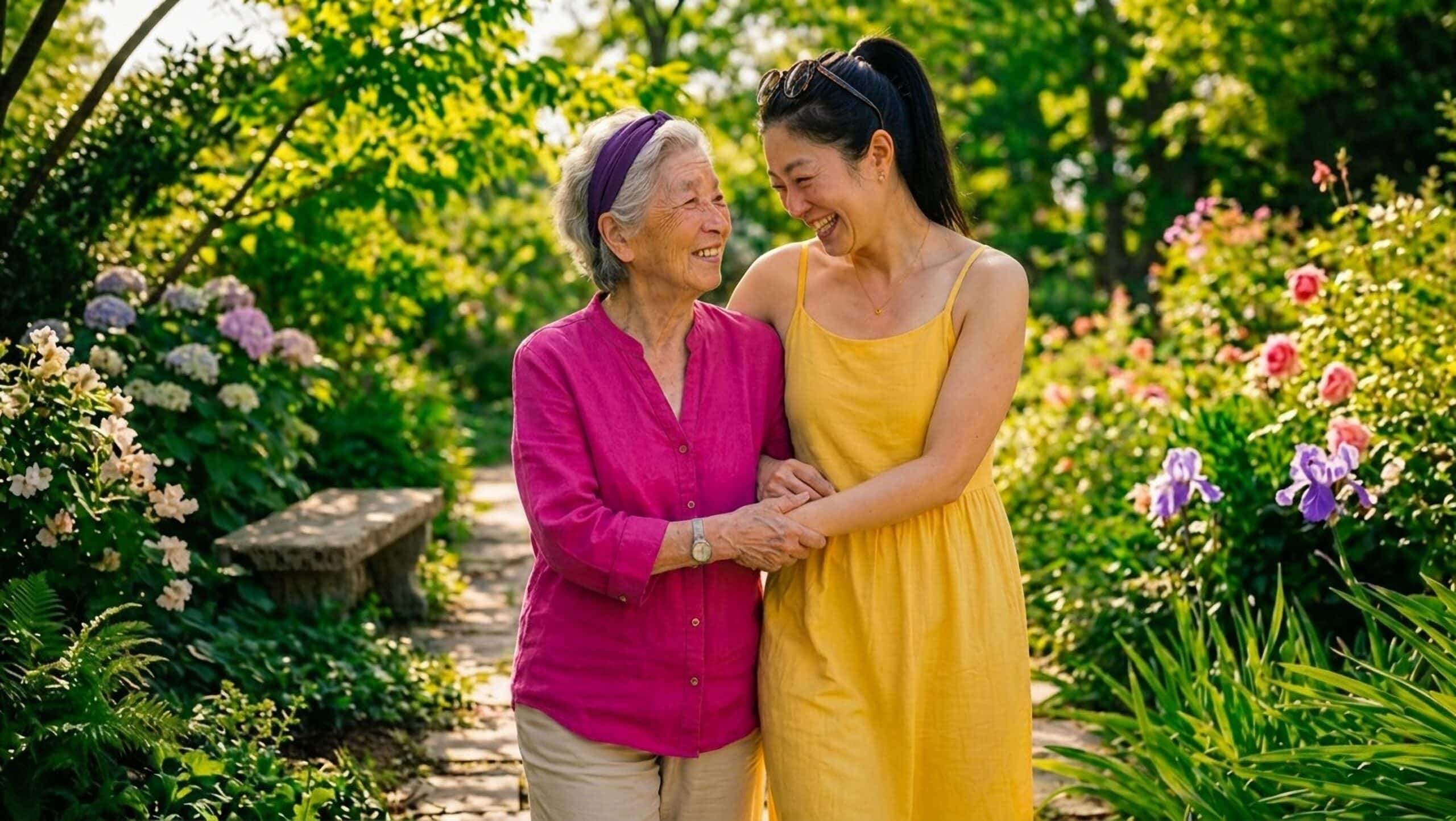 happy mother and daughter
