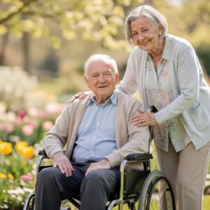Senior,Male,On,A,Wheelchair,And,Their,Wife,By,His