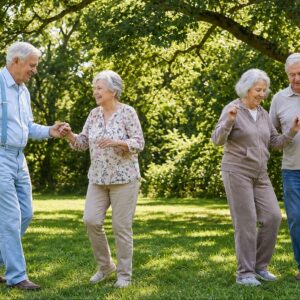 Seniors dancing at the park