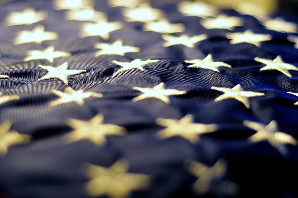 Closeup of American Flag with focus on the Stars